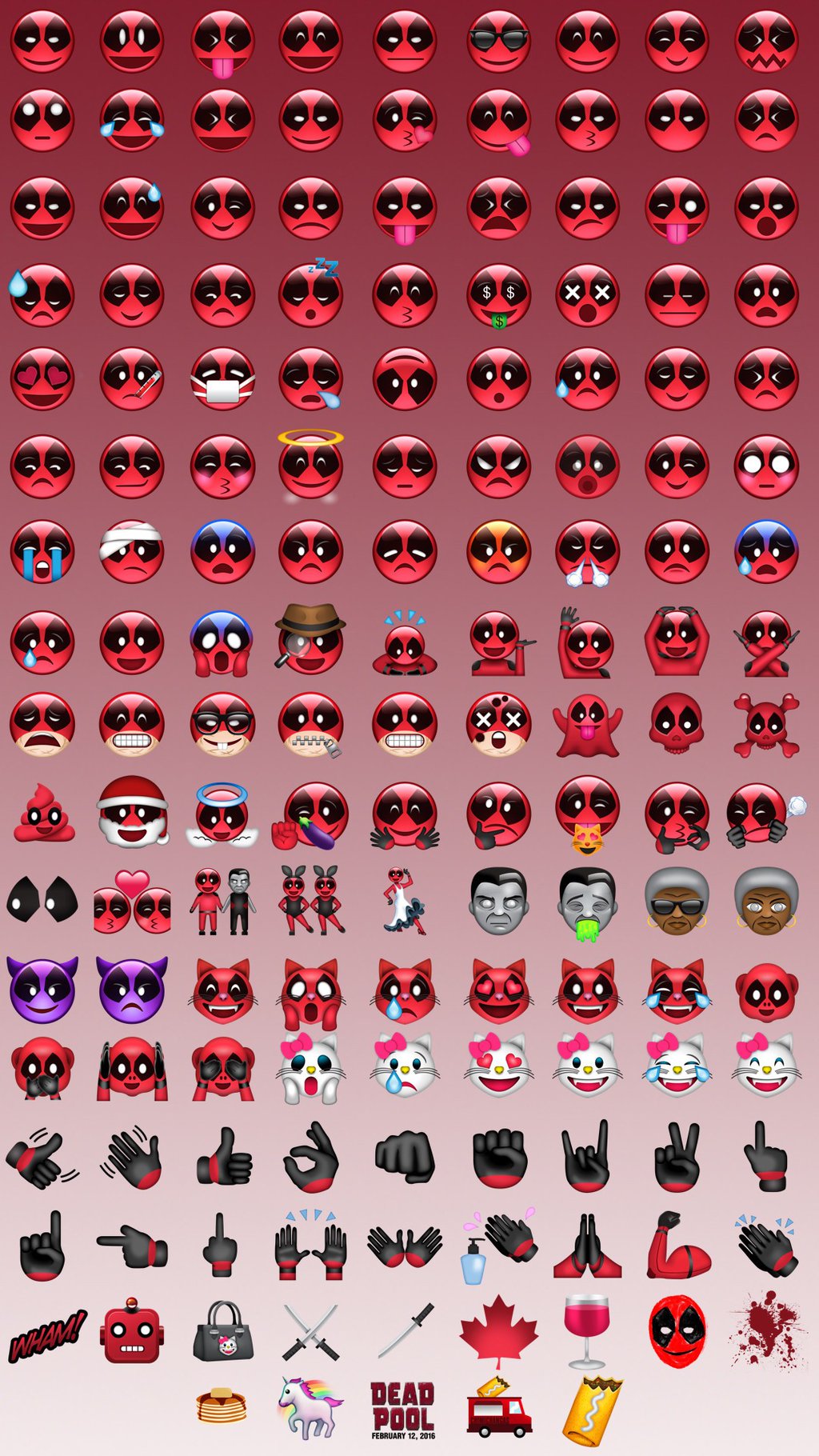 「#12DaysOfDeadpool」の第8弾としてリリースされたデッドプールの絵文字。(c)2016 MARVEL & Subs. (c)2016 Twentieth Century Fox