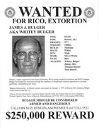 実在のジェームズ・“ホワイティ”・バルジャーの指名手配書。
