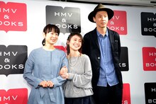 「ロマンス」Blu-ray / DVD発売記念イベントにて、左からタナダユキ、大島優子、大倉孝二。