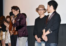 「9つの窓」全国公開初日舞台挨拶より、右から杉浦大介、大沼遼平、松山優太。