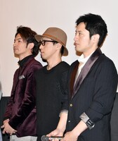 「9つの窓」全国公開初日舞台挨拶より、右から杉浦大介、大沼遼平、松山優太。