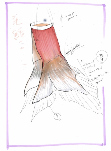 「蜜のあわれ」澤田石和寛による衣裳の絵コンテ。(c)2015『蜜のあわれ』製作委員会