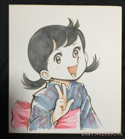 作画監督の野口征恒によるカラーイラスト入りの直筆サイン色紙。