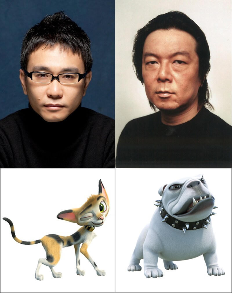 「ルドルフとイッパイアッテナ」上段左から八嶋智人、古田新太。下段左から八嶋が声優を務めるブッチー、古田が声を当てるデビル。