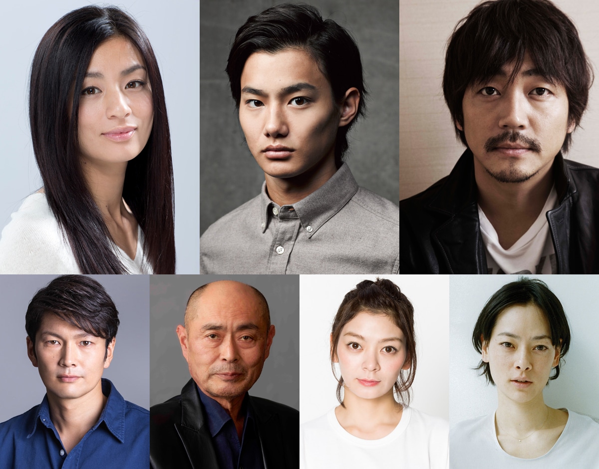 「ミュージアム」への出演が発表された7人。上段左より尾野真千子、野村周平、大森南朋。下段左より丸山智己、伊武雅刀、田畑智子、市川実日子。