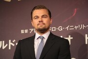 「レヴェナント:蘇えりし者」の来日記者会見に登壇したレオナルド・ディカプリオ。