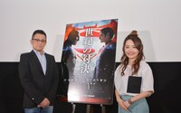 「バットマン vs スーパーマン ジャスティスの誕生」公開直前記念イベントより、左からよしひろまさみち、椎木里佳。
