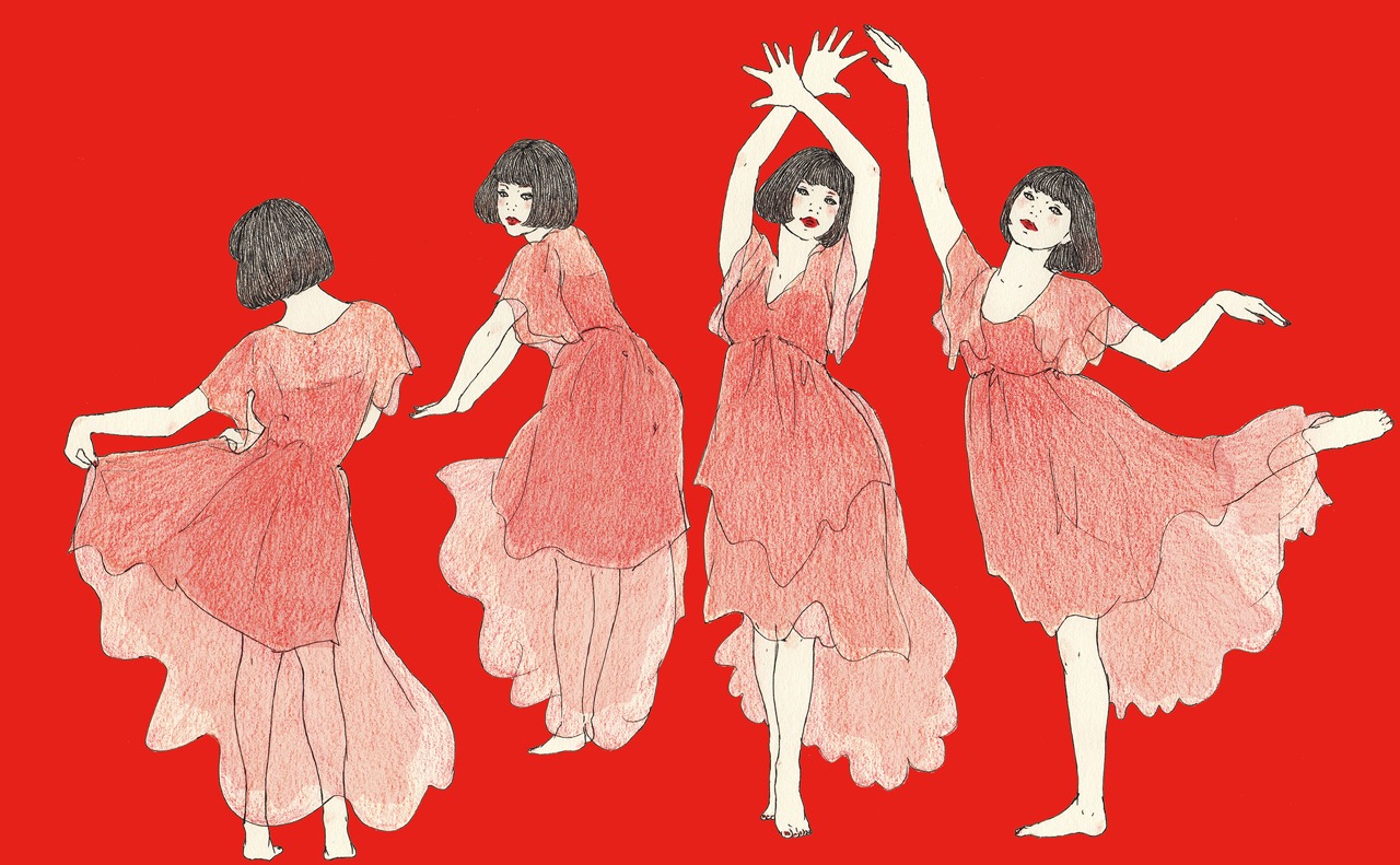 二階堂ふみの“金魚ダンス”のイラスト。 (c)2015『蜜のあわれ』製作委員会