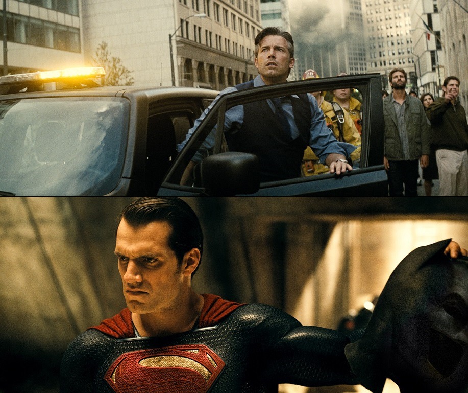 「バットマン vs スーパーマン ジャスティスの誕生」より、バットマンことブルース・ウェイン（上）とスーパーマン（下）。