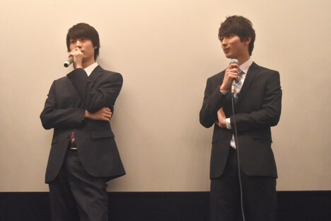 「シュウカツ」初日舞台挨拶の様子。