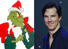 左からテレビ映画版のグリンチ、ベネディクト・カンバーバッチ。