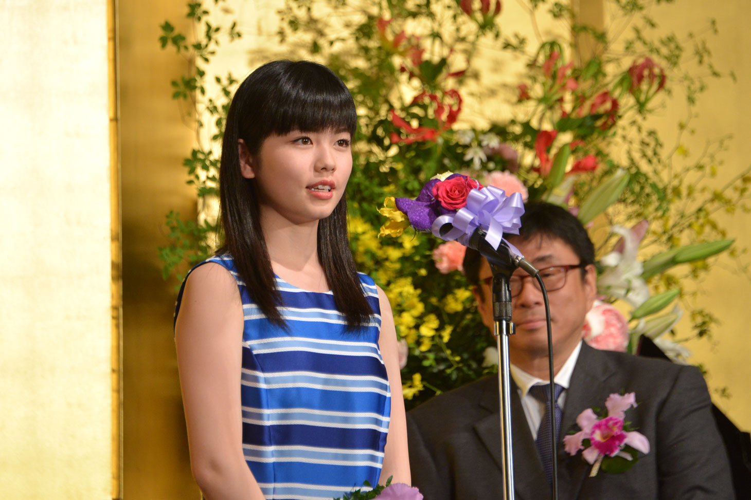 橋田賞受賞の連続テレビ小説「あさが来た」を代表して登壇した小芝風花。