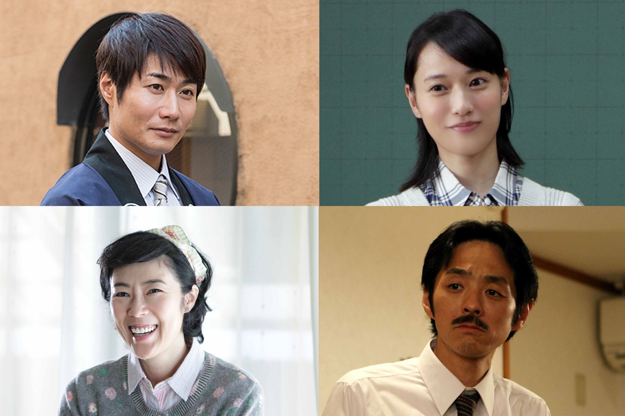 「ぼくのおじさん」追加キャスト。左上から時計回りに戸次重幸、戸田恵梨香、宮藤官九郎、寺島しのぶ。
