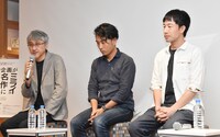 「君の映画への熱い想いを、TSUTAYAへぶつけNight★」トークイベントより、左からプロデューサーの久保田修、「TCP 2015」準グランプリ受賞者の片桐健滋氏と加藤卓哉氏。