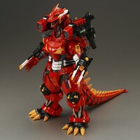 エヴァ弐号機イメージカラーの3式機龍（メカゴジラ）。