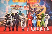 「劇場版 仮面ライダーゴースト 100の眼魂とゴースト運命の瞬間」「劇場版 動物戦隊ジュウオウジャー ドキドキサーカスパニック！」製作発表会の様子。