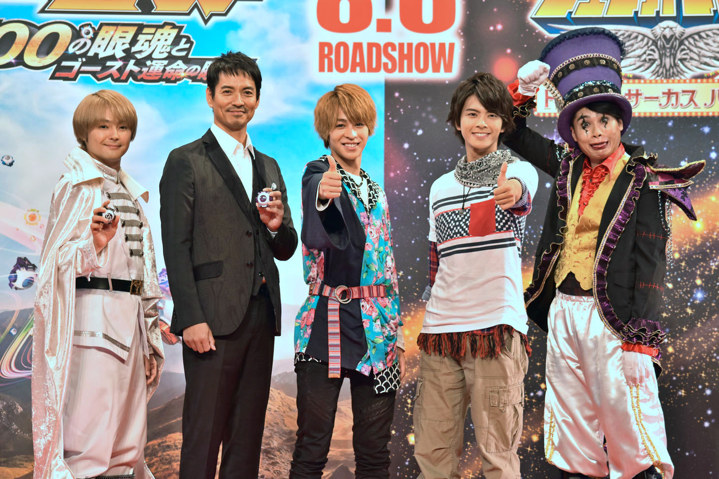「劇場版 仮面ライダーゴースト 100の眼魂とゴースト運命の瞬間」「劇場版 動物戦隊ジュウオウジャー ドキドキサーカスパニック！」製作発表会の様子。