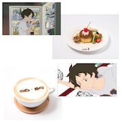 上から「タイムリープ!?プリン・アラモード 食後に何かが起こる!?」(1490円)、「真琴のタイムリープ・ラテ」ICE、HOT(734円)。