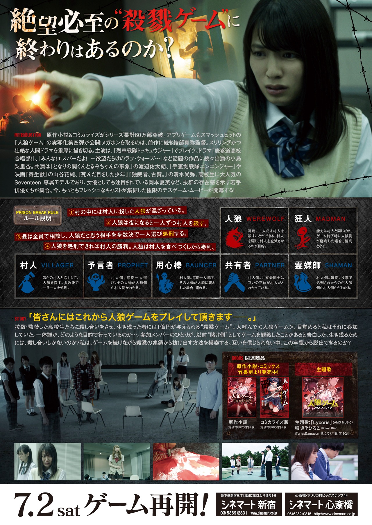 「人狼ゲーム プリズン・ブレイク」チラシの裏面。