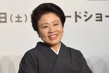 5月26日に行われた「団地」完成報告会見に出席した藤山直美。