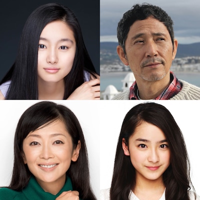 「キセキ ーあの日のソビトー」追加キャスト。左上から時計回りに忽那汐里、小林薫、平祐奈、麻生祐未。