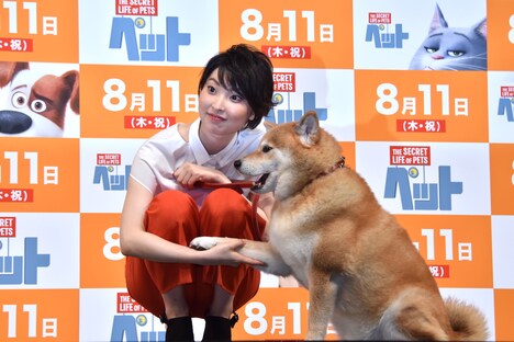「ペット」イベントの様子。左から家入レオ、柴犬まる。