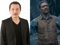 「ターザン：REBORN」日本語吹替版でジョージ・ワシントン・ウィリアムズの声を担当する手塚秀彰（左）と、サミュエル・L・ジャクソン演じるウィリアムズ（右）。