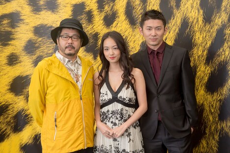 第69回ロカルノ国際映画祭の様子。左から塩田明彦、間宮夕貴、永岡佑。
