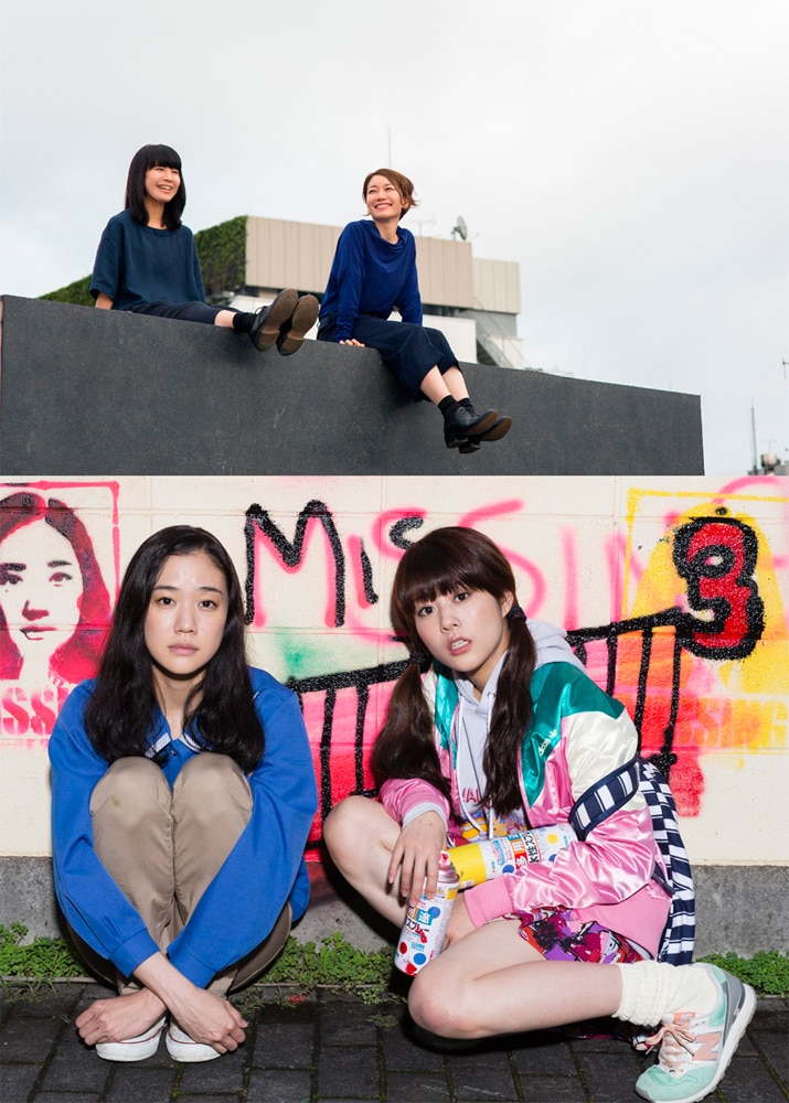 チャットモンチー（上）と、「アズミ・ハルコは行方不明」メインビジュアル（下）。