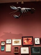 「Guillermo del Toro: At Home with Monsters」会場の様子。天井からぶら下がるロブスターの模型は、ギレルモ・デル・トロがチェコ・プラハで購入したもの。