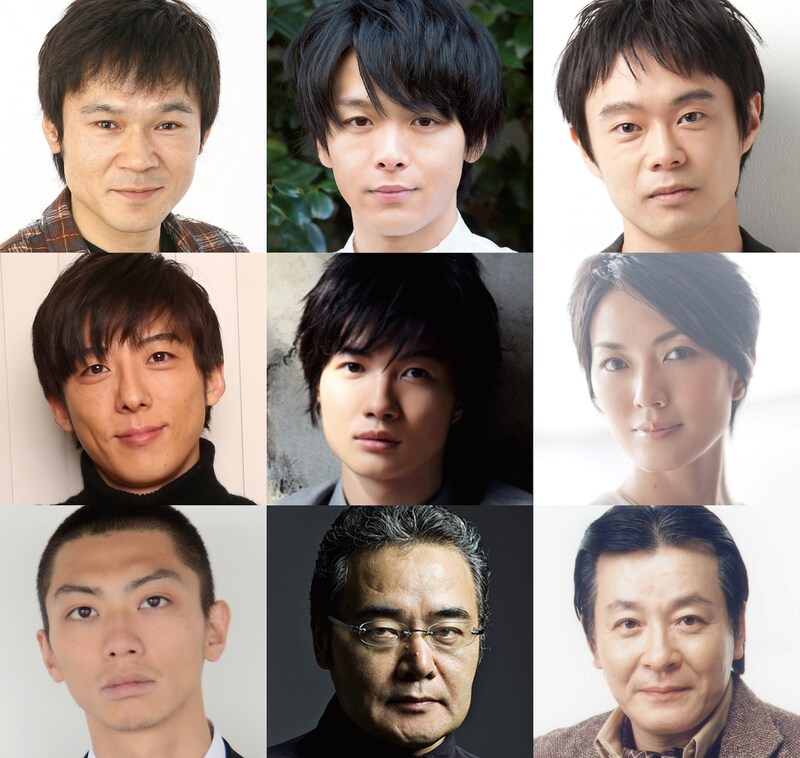 「3月のライオン」出演者。上段左から甲本雅裕、中村倫也、尾上寛之。中段左から高橋一生、神木隆之介、板谷由夏。下段左から奥野瑛太、岩松了、斉木しげる。