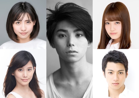 「二度めの夏、二度と会えない君」のキャスト。左上から時計回りに吉田円佳、村上虹郎、加藤玲奈、山田裕貴、金城茉奈。