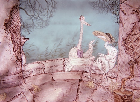 「アオサギとツル」