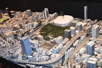 1/1000スケールの都市のジオラマ。