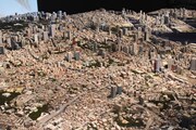 1/1000スケールの都市のジオラマ。