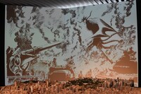 永井豪による「魔王ダンテ」と1/1000スケールの都市のジオラマ。(c)1972-2016 Go Nagai/Dynamic Production All Rights Reserved.