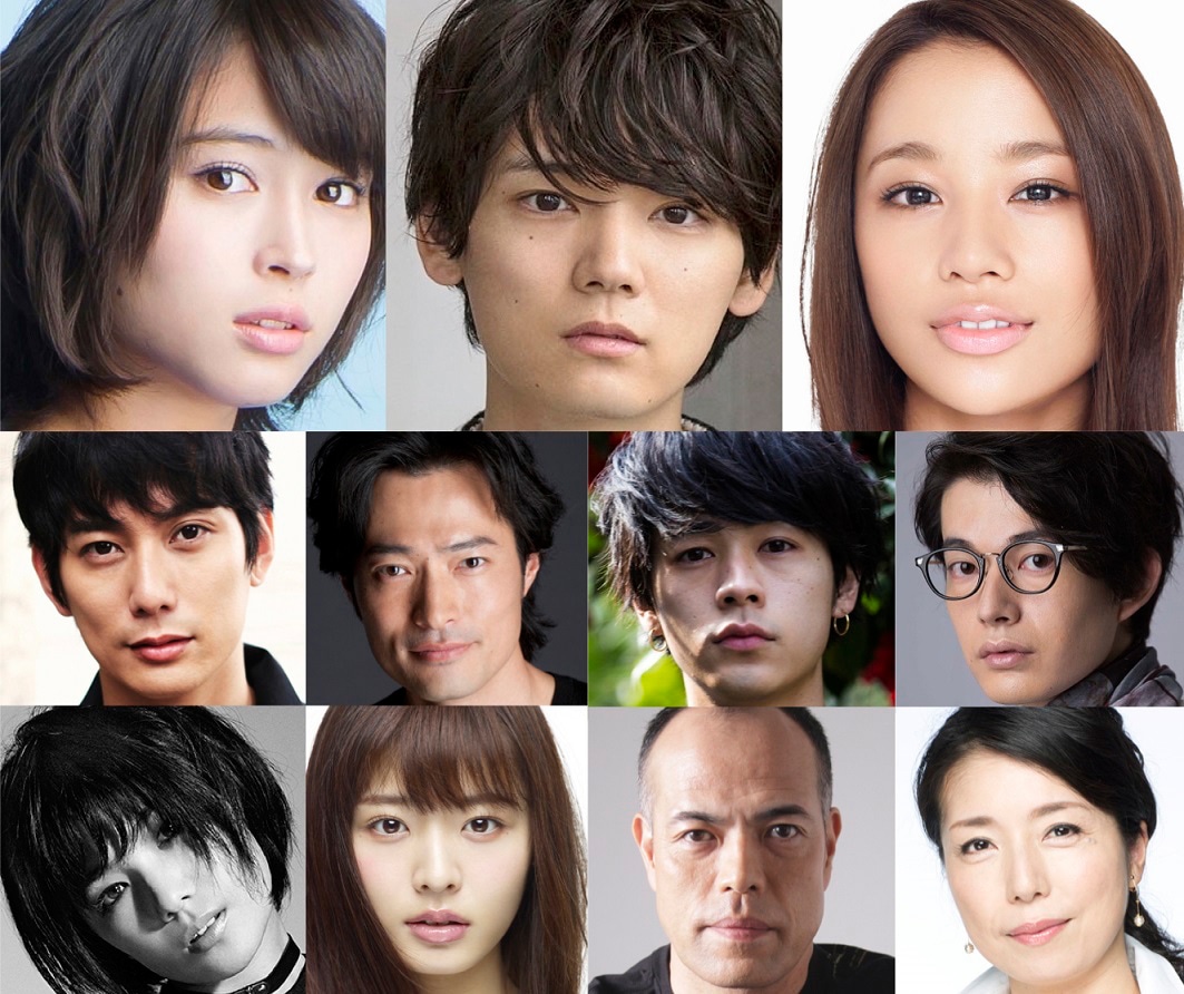 上段左から広瀬アリス、古川雄輝、高橋メアリージュン。中段左から平岡祐太、前川泰之、成田凌、弥尋。下段左からMikako（FAKY）、古畑星夏、田中要次、高橋ひとみ。