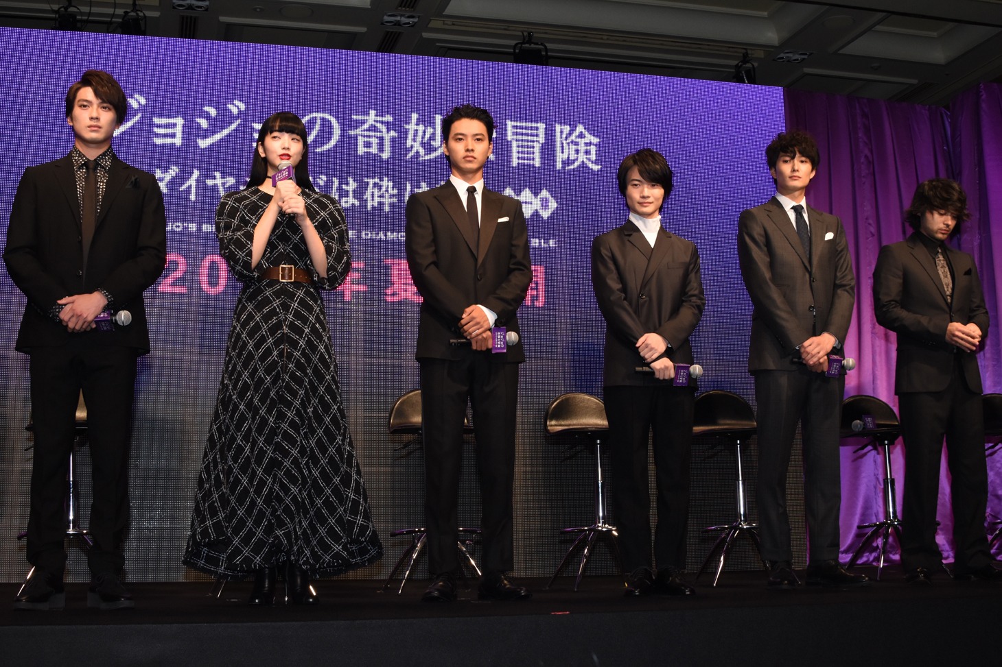 「ジョジョの奇妙な冒険 ダイヤモンドは砕けない 第一章」記者会見の様子。
