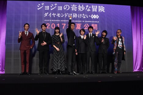 「ジョジョの奇妙な冒険 ダイヤモンドは砕けない 第一章」記者会見の様子。