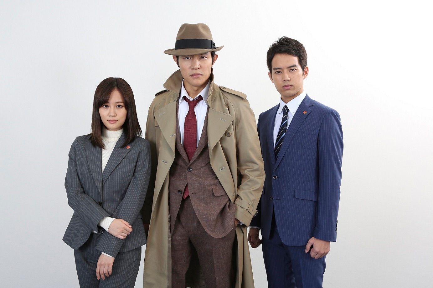 左から桜庭夏希役の前田敦子、銭形幸一役の鈴木亮平、国木田晋太郎役の三浦貴大。