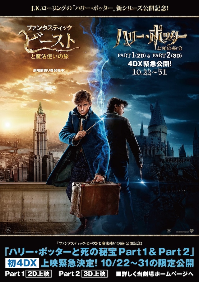 「ハリー・ポッターと死の秘宝 PART1」「ハリー・ポッターと死の秘宝 PART2」4DX版上映劇場に掲出されるポスター。