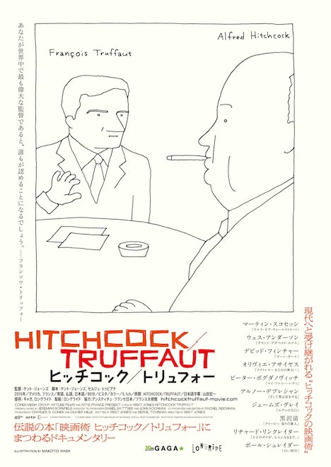 「ヒッチコック／トリュフォー」和田誠のイラストを使用したビジュアル。