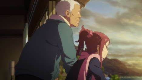 「ポッピンQ」左から羽佐間道夫演じる元治、瀬戸麻沙美演じる伊純。