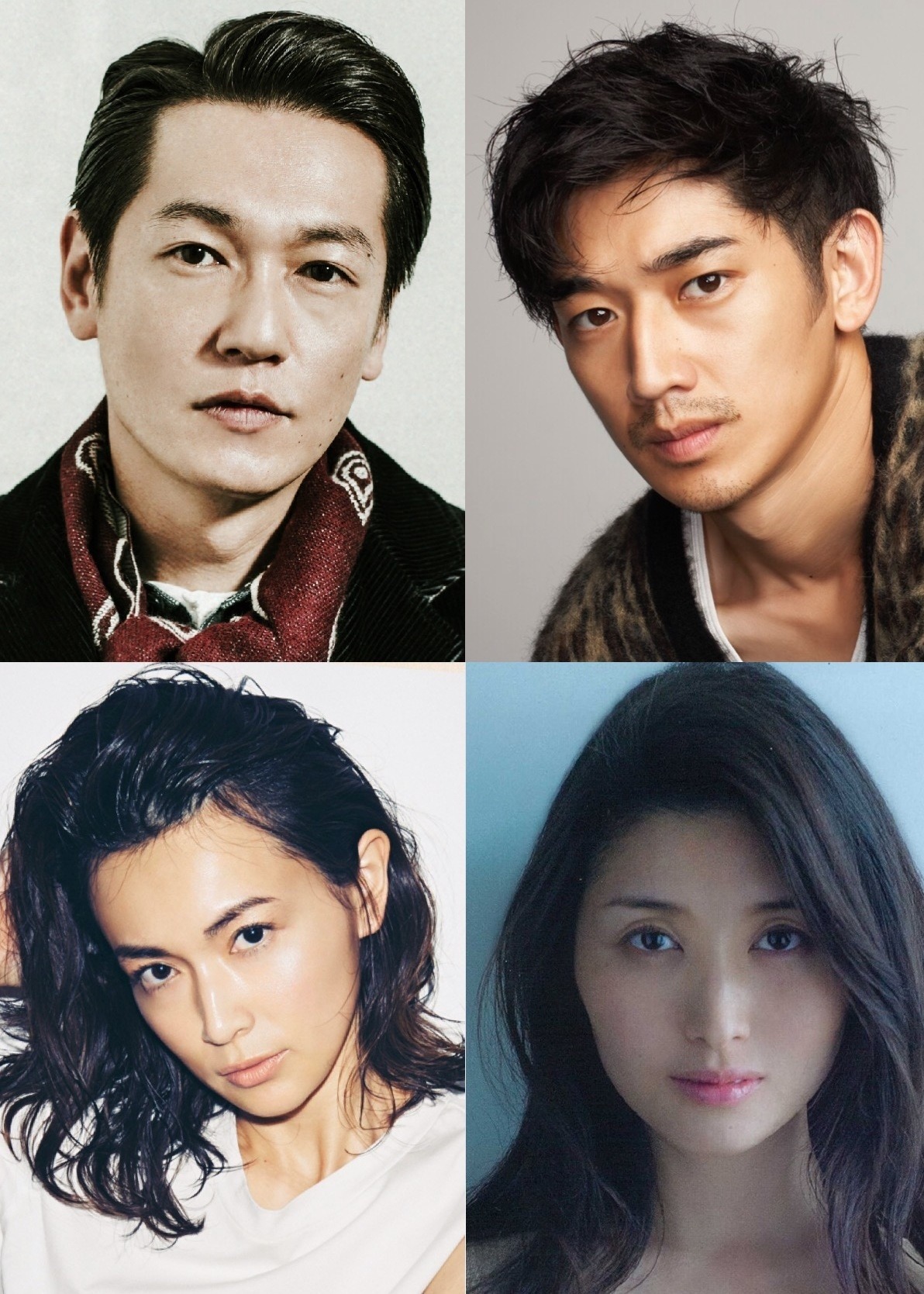 「光」出演者。左上から時計回りに井浦新、瑛太、橋本マナミ、長谷川京子。
