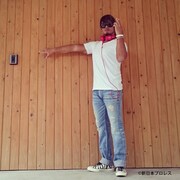 棚橋弘至がInstagramにアップした、仮面ライダーウィザードの変身ポーズ。