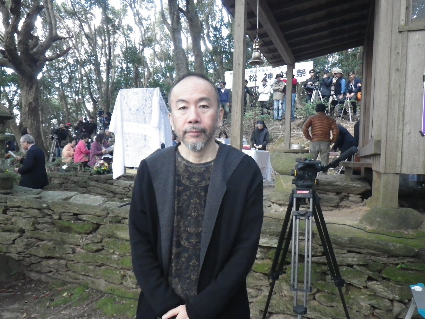 枯松神社祭に参加した塚本晋也。