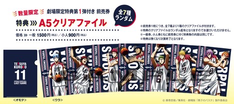 「劇場版 黒子のバスケ LAST GAME」前売り券特典のA5クリアファイル。