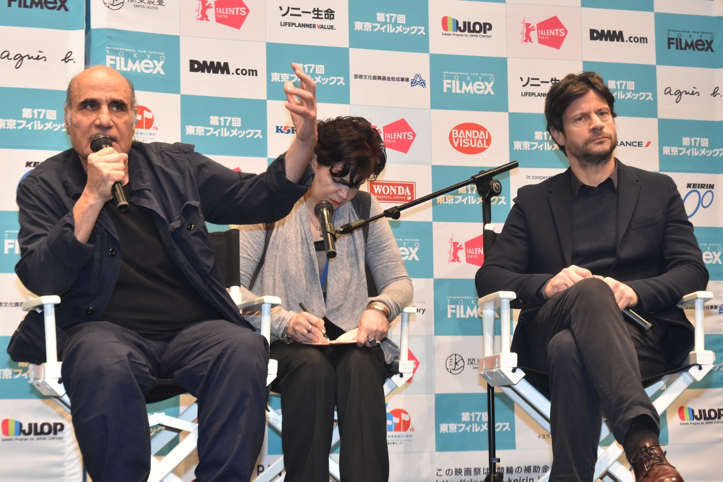 「山＜モンテ＞」Q&Aの様子。アミール・ナデリ（左）、アンドレア・サルトレッティ（右）。