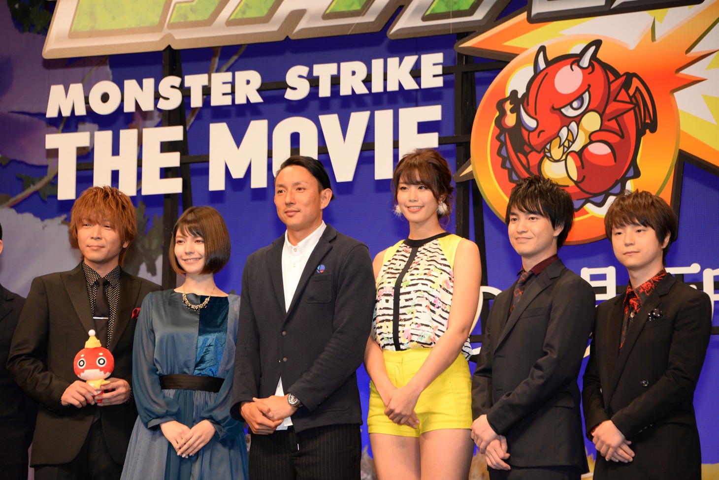 「モンスターストライク THE MOVIE はじまりの場所へ」完成披露＆ヒット祈願イベントの様子。