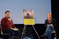 ユーリー・ノルシュテイン特集上映の特別試写会にて、ゲストの山村浩二（右）と聞き手の土居伸彰（左）。